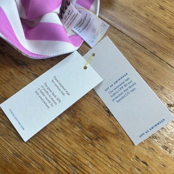 NWT Tea Collection 2- 4 M Reversible Baby Sun Hat Striped Ice Cream Cones UPF 40 - Picture 8 of 8